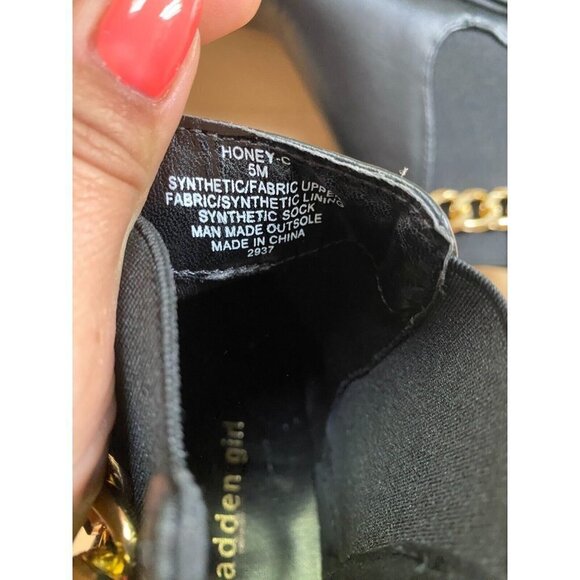 MADDEN girl Women's "Honey" Chain Chelsea black ankle boot sz 5 - Picture 6 of 9